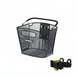 Basil Bold Front Basket KF Steel Mesh Black + KF Handlebar Holder Accessories